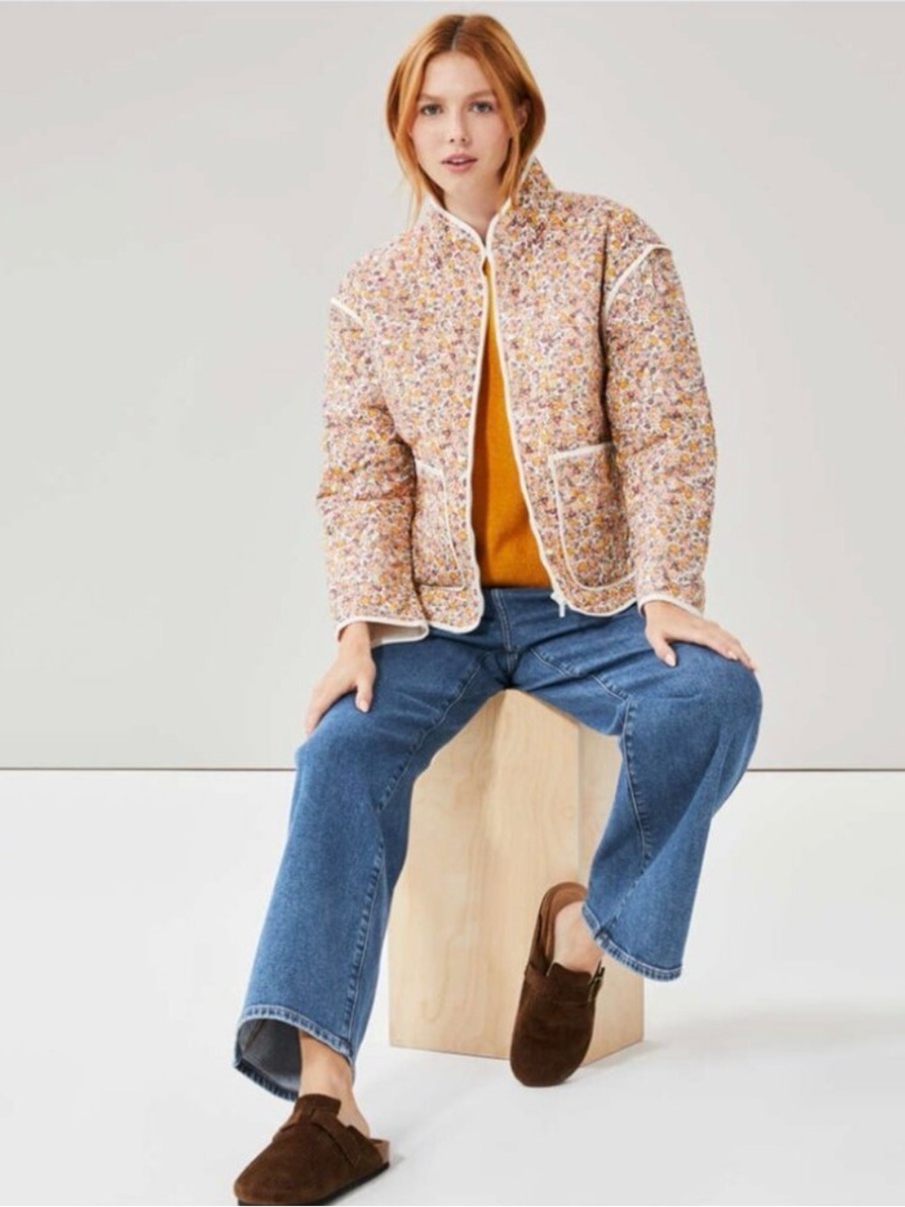 NWT Joe Fresh x Jillian Harris Quilted Floral Jacket in Cream and Pink
